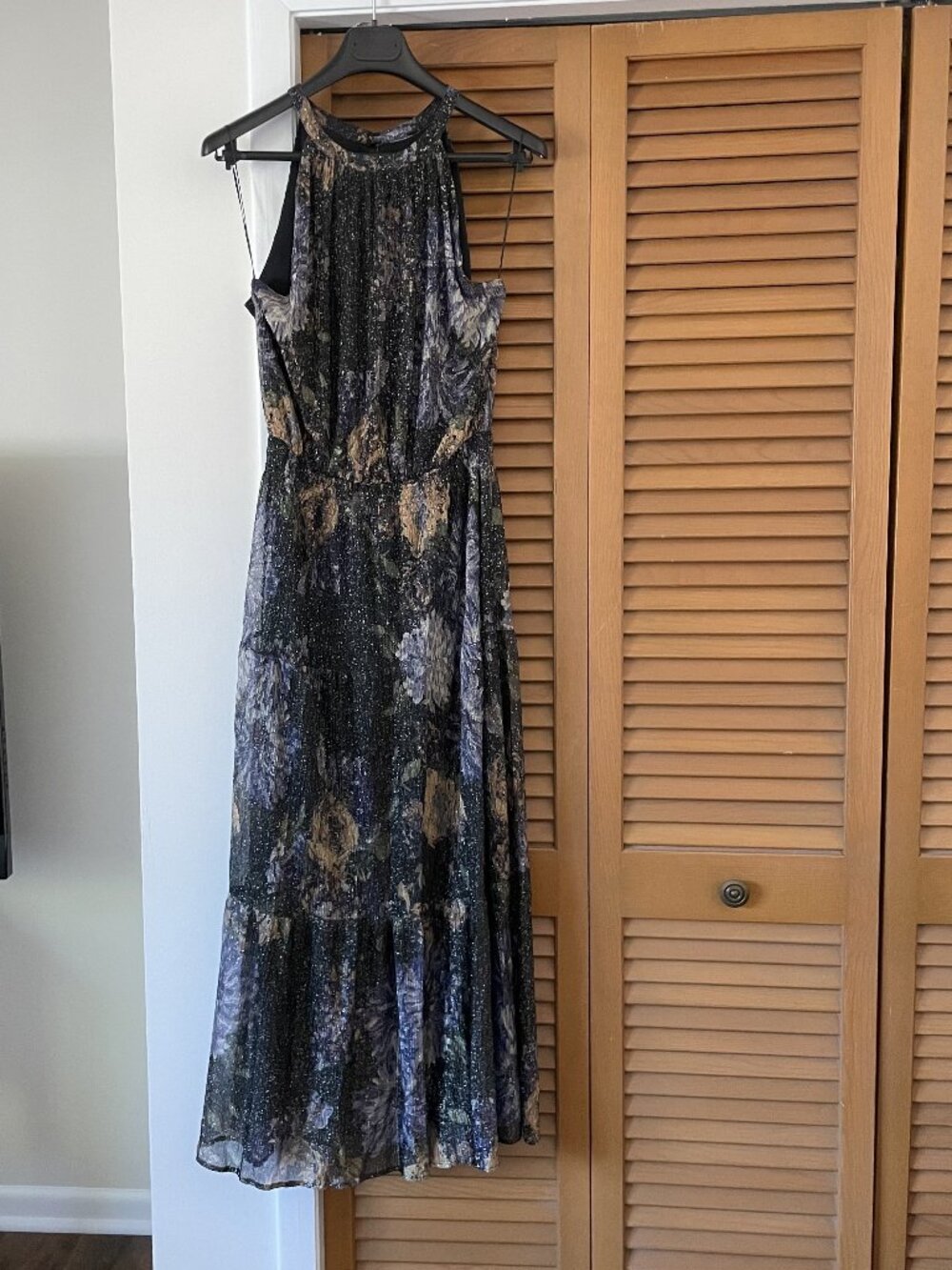Leslie Fay Maxi Dress | Size 10 | Metallic Floral
